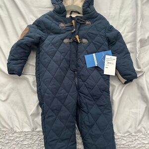 Navy Quilted Baby Snowsuit with Toggle Closures